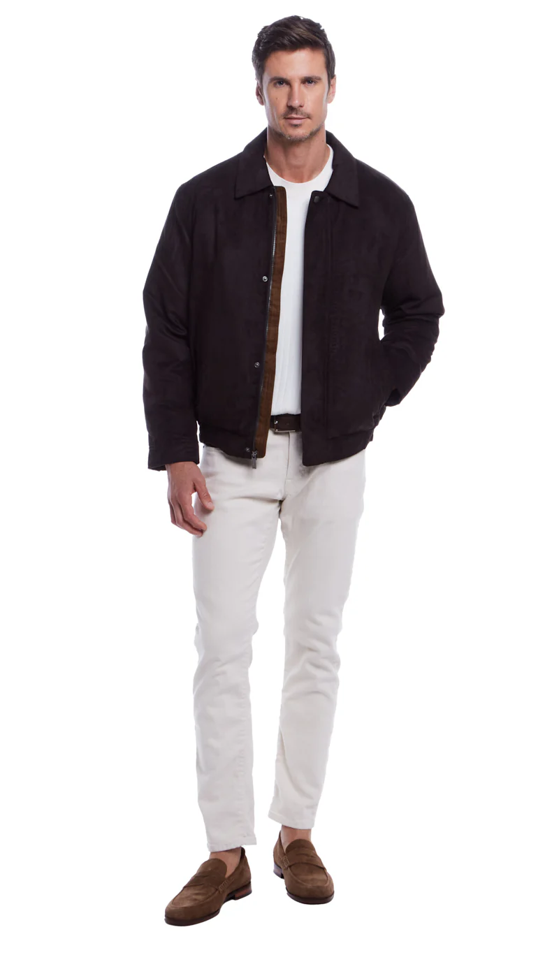 MICROSUEDE SHIRT COLLAR BOMBER JACKET - Image 13