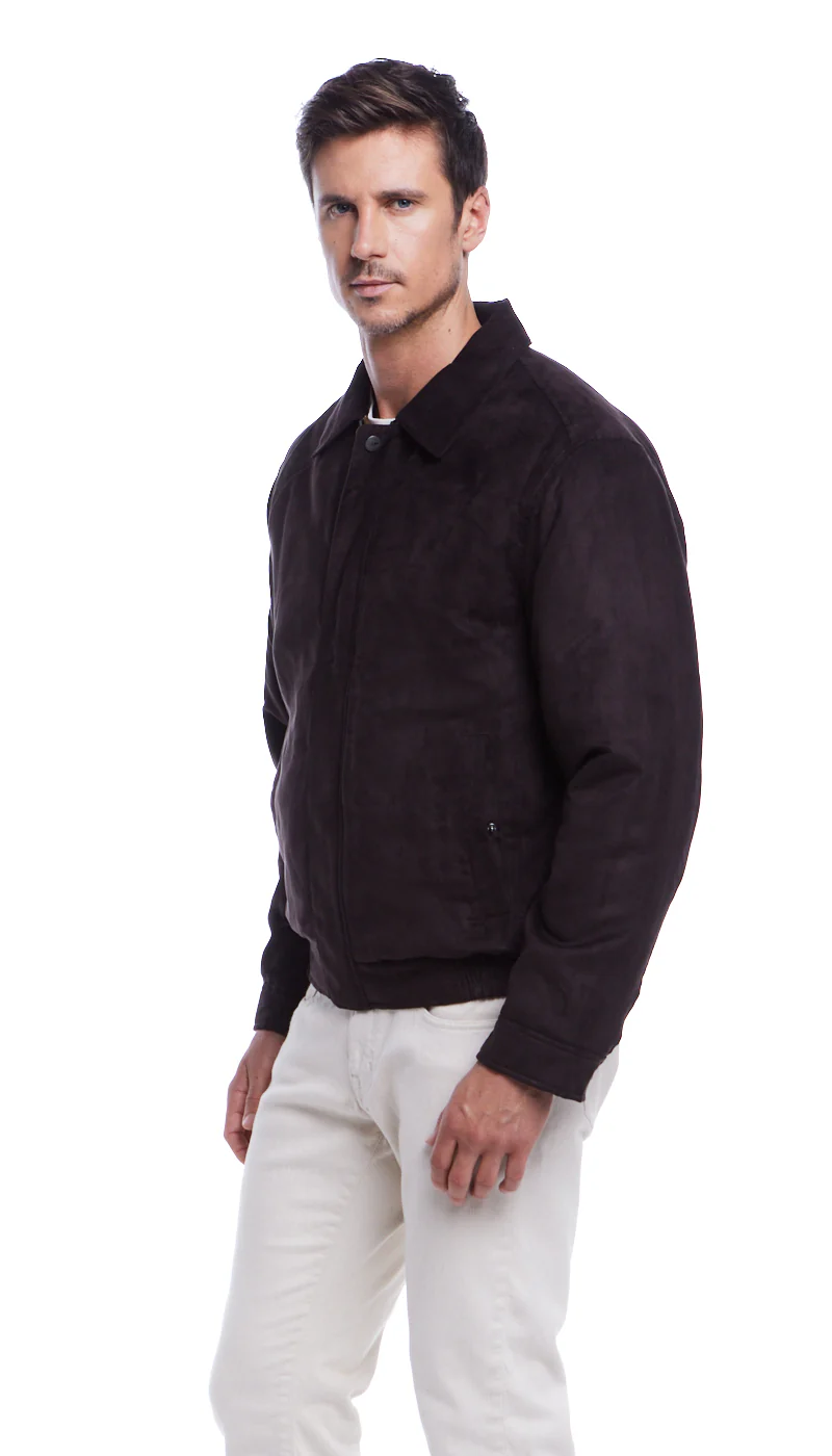 MICROSUEDE SHIRT COLLAR BOMBER JACKET - Image 14