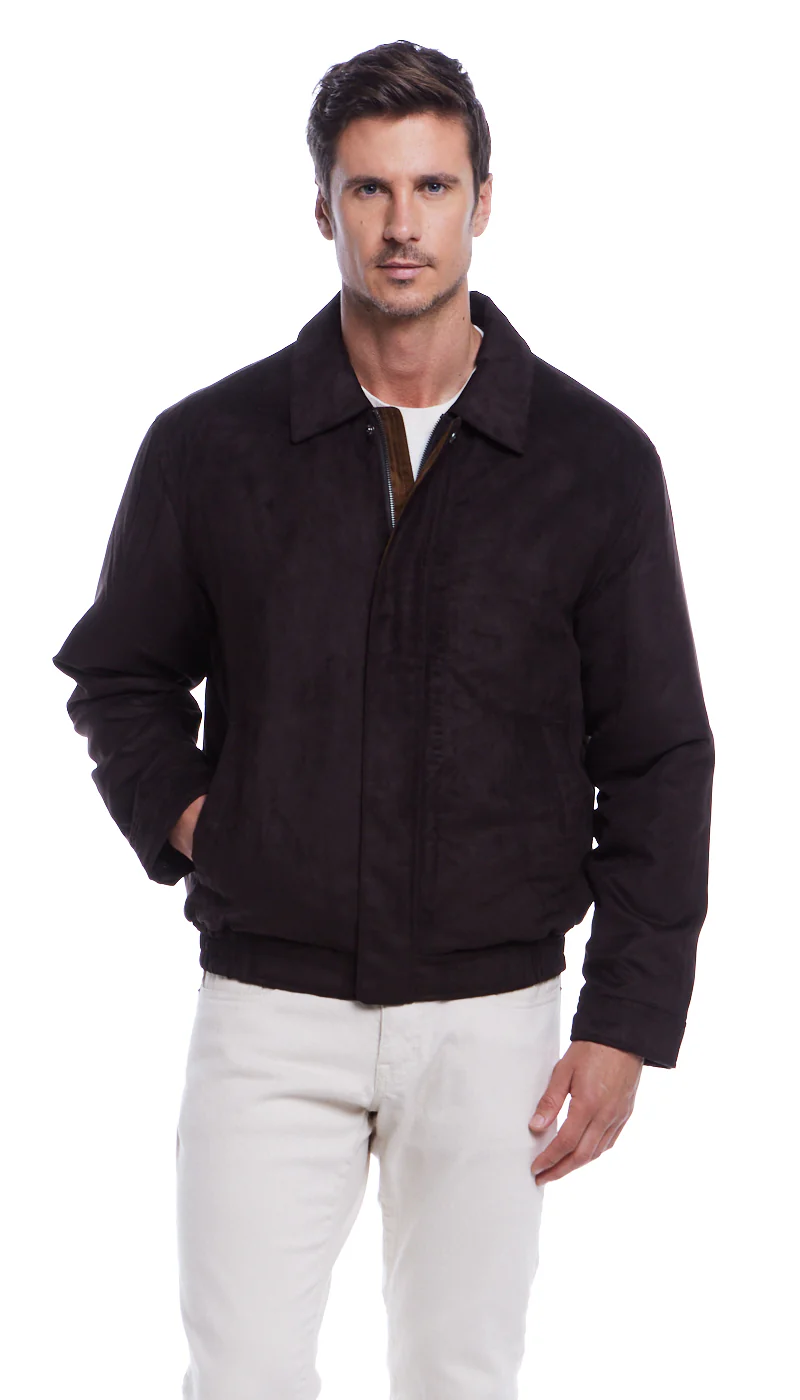 MICROSUEDE SHIRT COLLAR BOMBER JACKET - Image 15