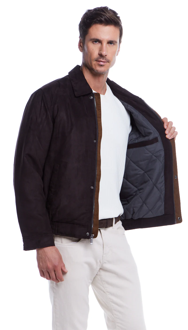 MICROSUEDE SHIRT COLLAR BOMBER JACKET - Image 16