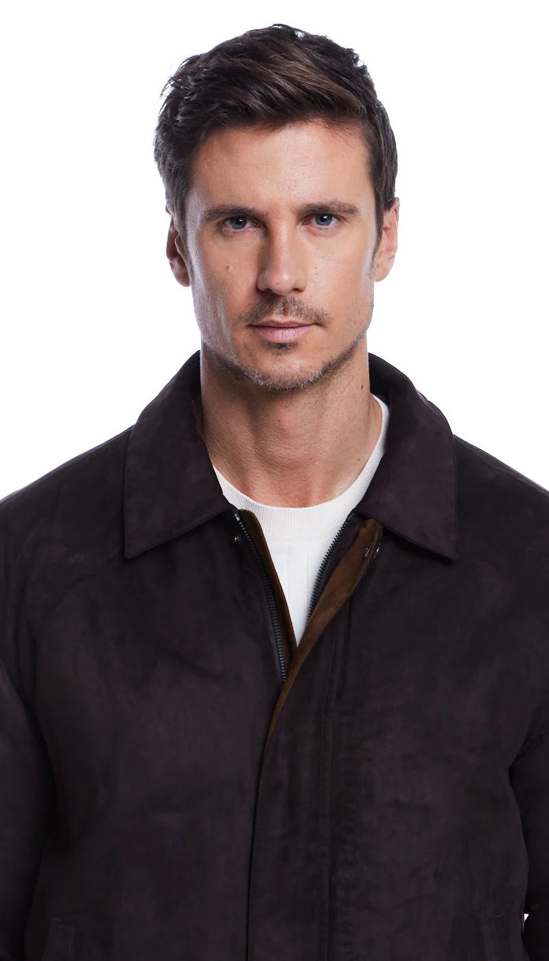 MICROSUEDE SHIRT COLLAR BOMBER JACKET - Image 17