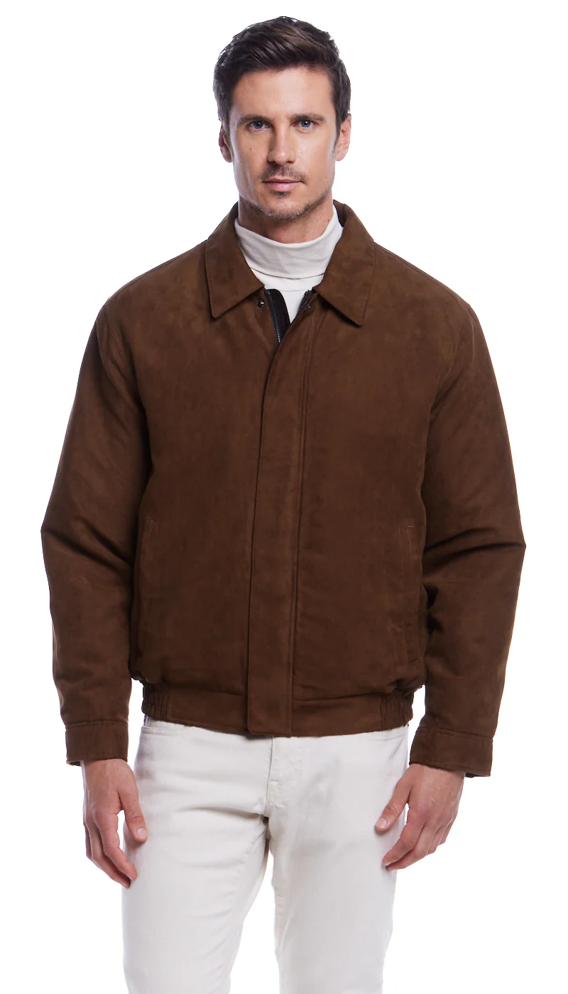 MICROSUEDE SHIRT COLLAR BOMBER JACKET - Image 3