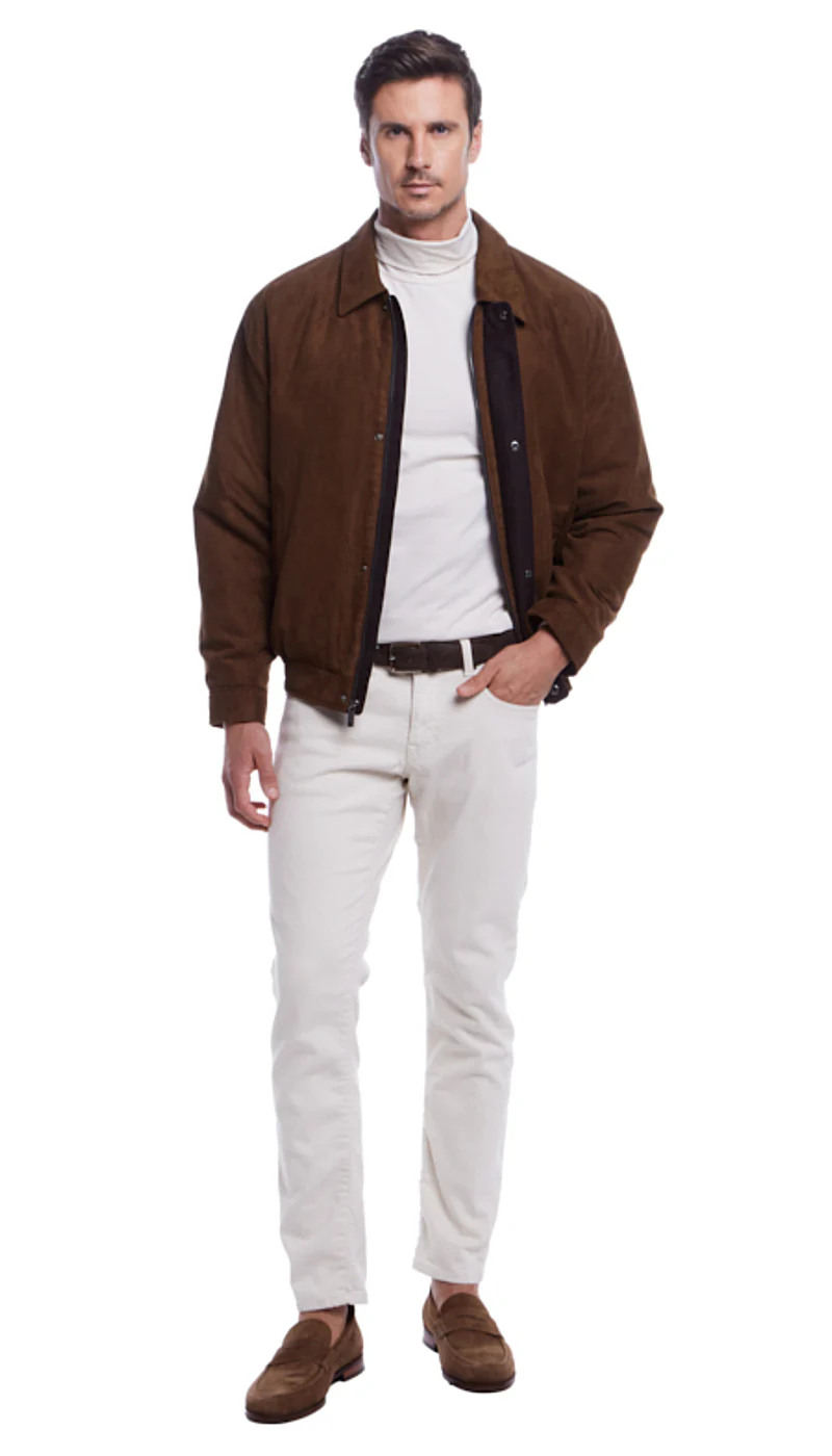 MICROSUEDE SHIRT COLLAR BOMBER JACKET - Image 5