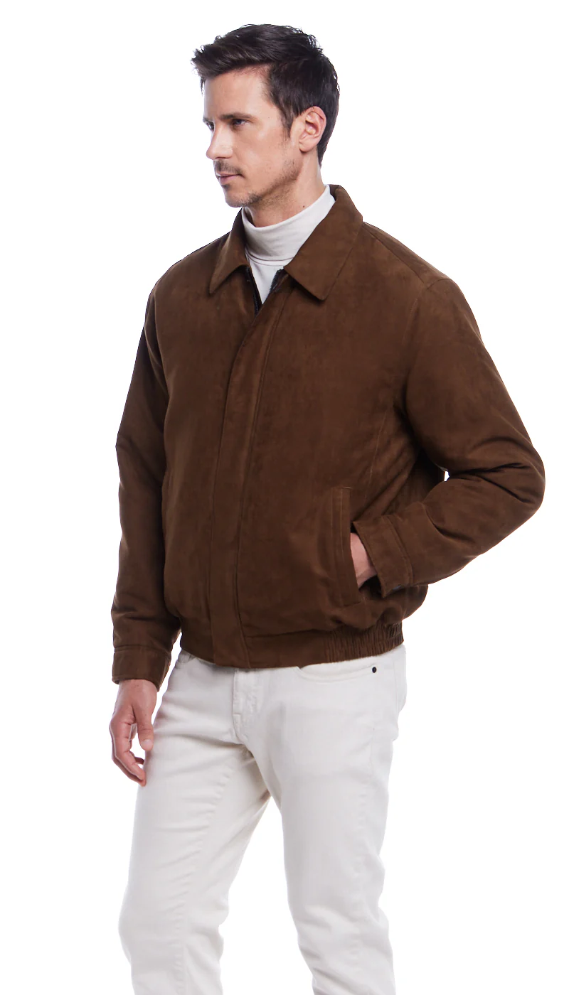 MICROSUEDE SHIRT COLLAR BOMBER JACKET - Image 6