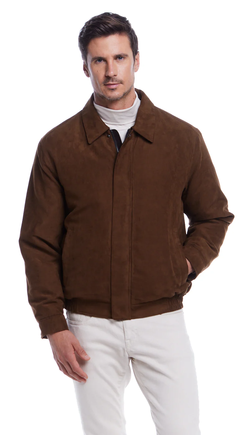 MICROSUEDE SHIRT COLLAR BOMBER JACKET - Image 7