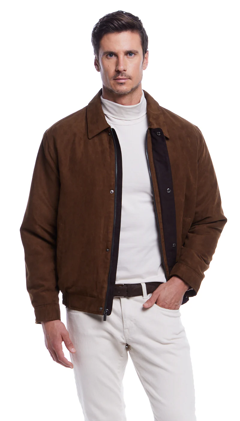 MICROSUEDE SHIRT COLLAR BOMBER JACKET - Image 8