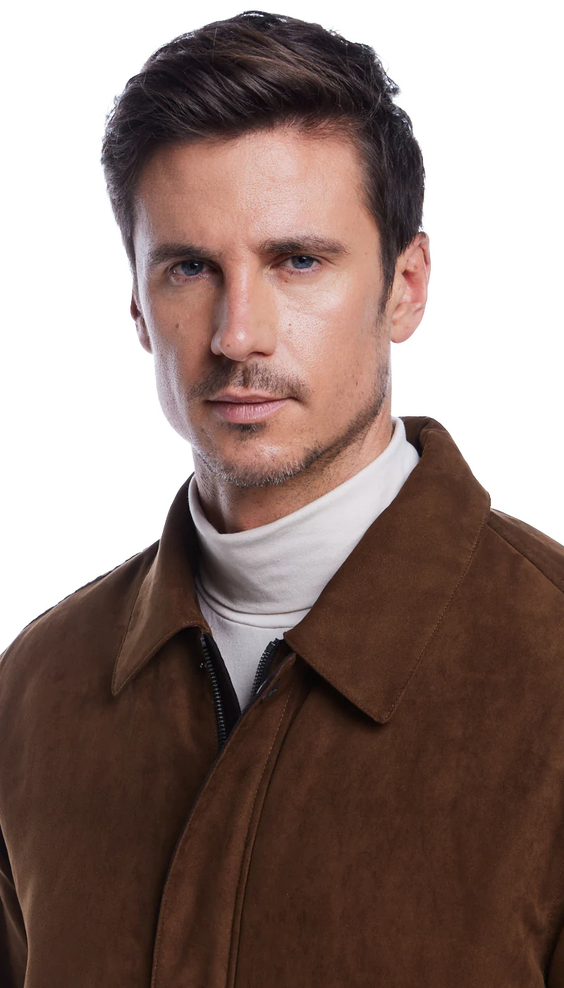 MICROSUEDE SHIRT COLLAR BOMBER JACKET - Image 9
