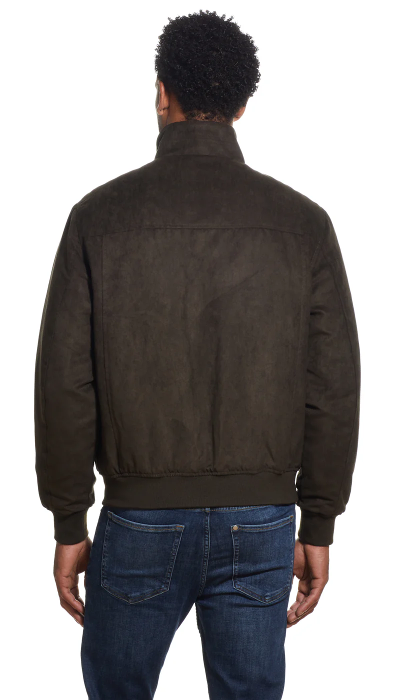 MICROSUEDE STAND COLLAR BOMBER JACKET - Image 14