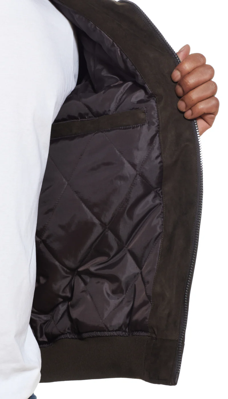 MICROSUEDE STAND COLLAR BOMBER JACKET - Image 16
