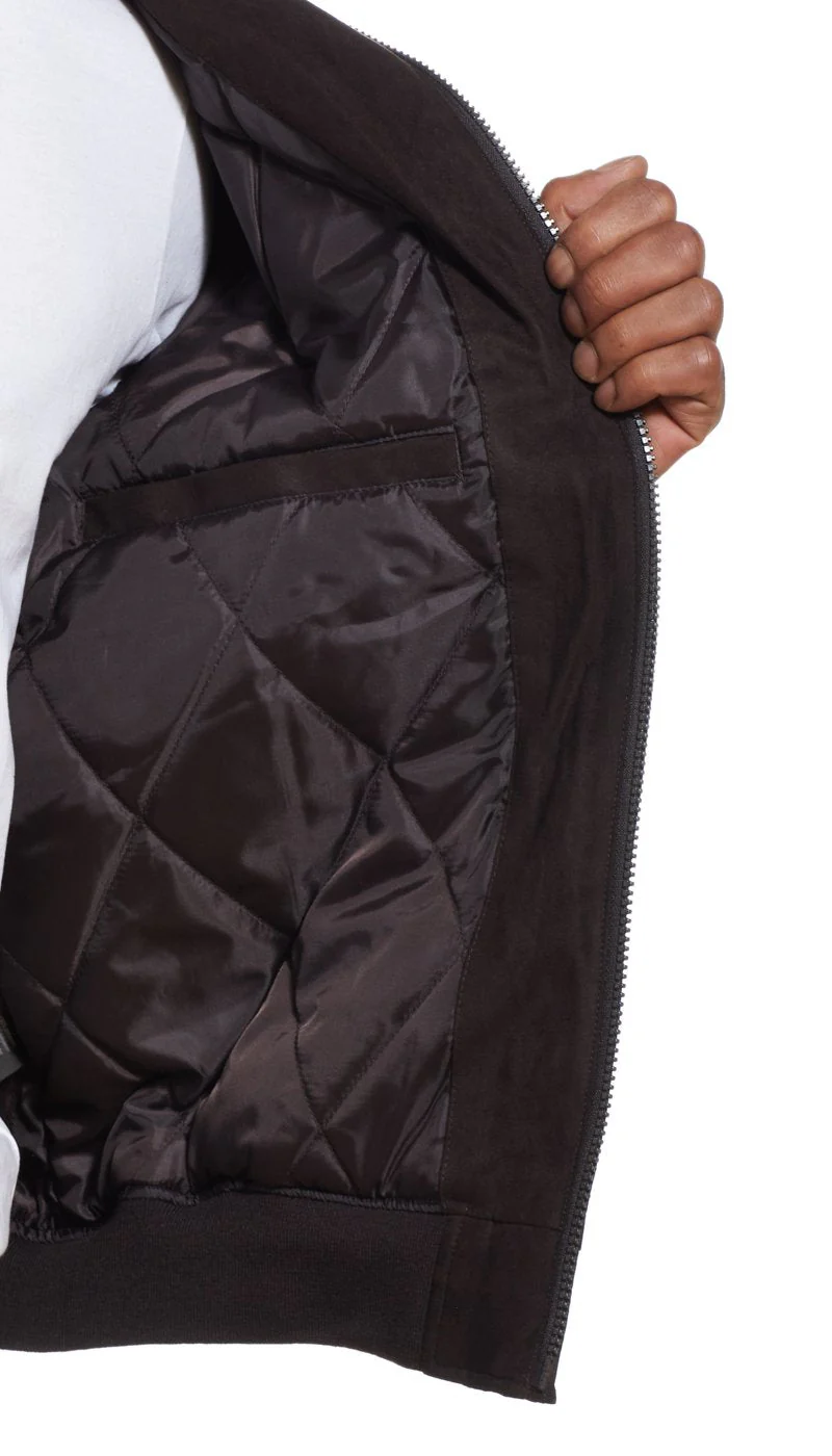 MICROSUEDE STAND COLLAR BOMBER JACKET - Image 5