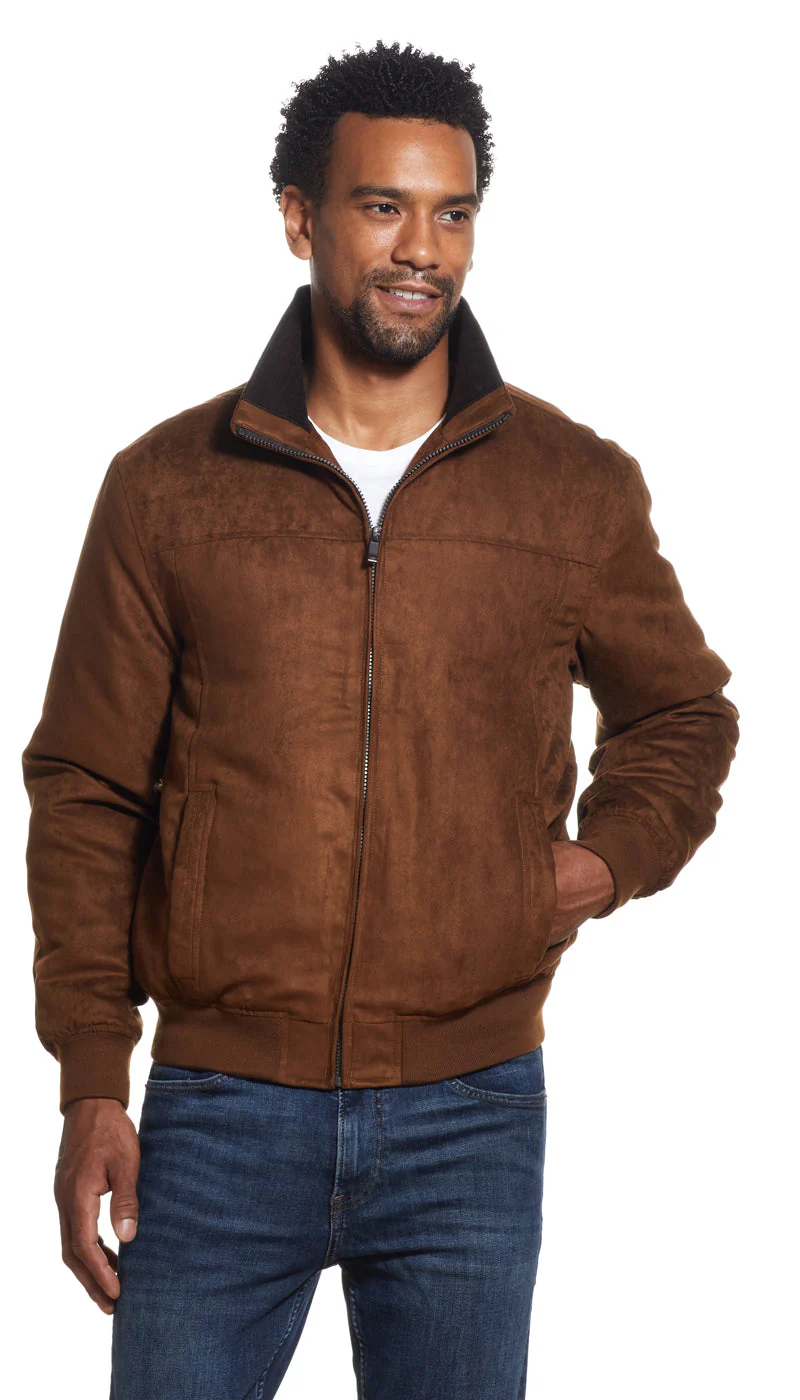MICROSUEDE STAND COLLAR BOMBER JACKET - Image 7