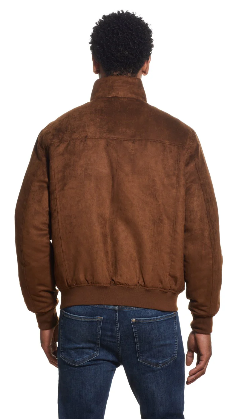 MICROSUEDE STAND COLLAR BOMBER JACKET - Image 8
