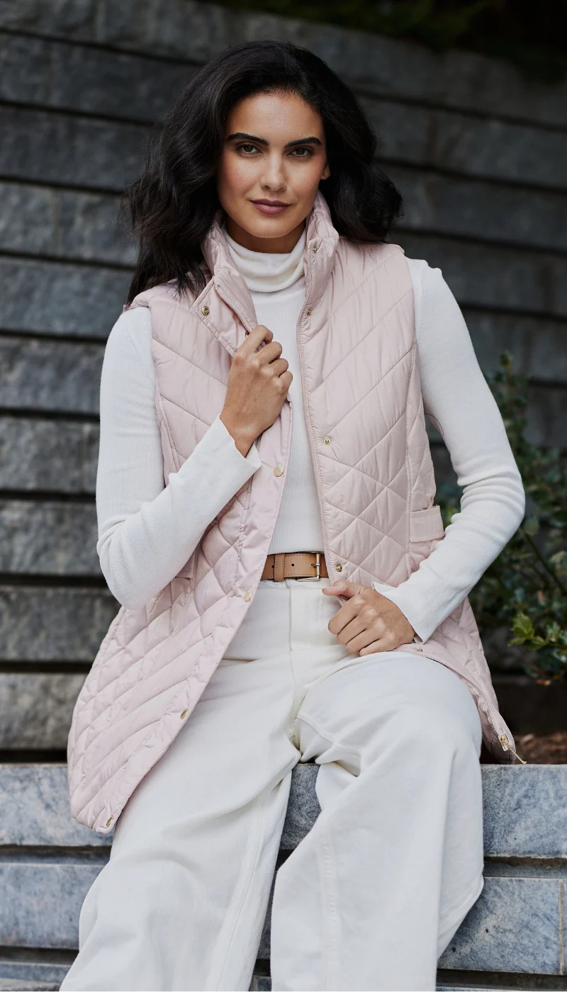MIXED QUILTED LONGLINE VEST - Image 3