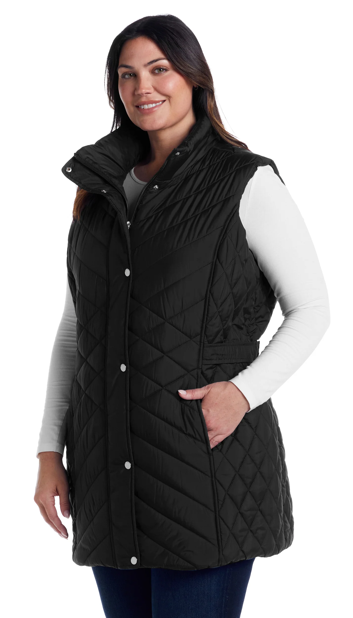 MIXED QUILTED LONGLINE VEST - Image 44