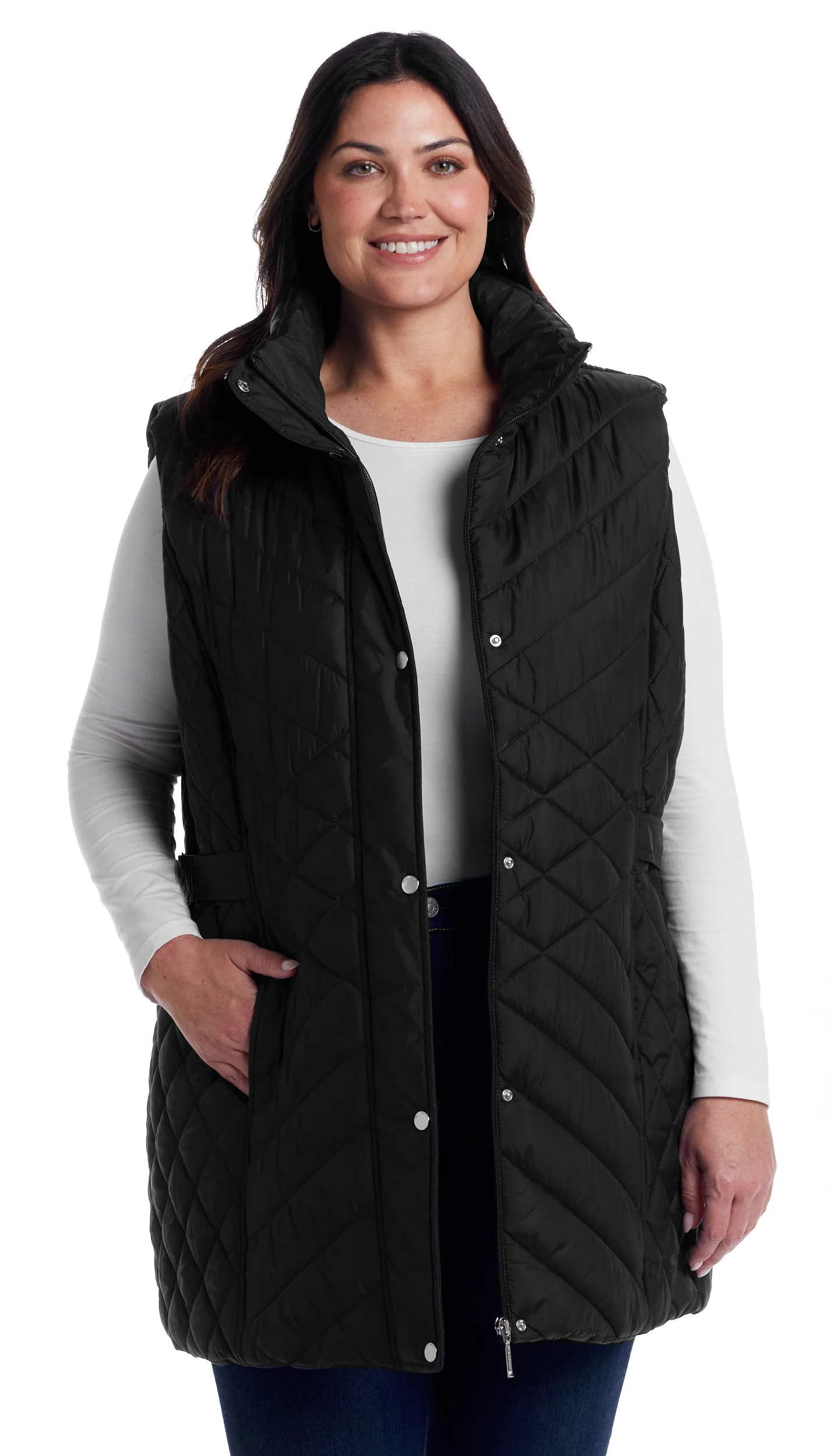 MIXED QUILTED LONGLINE VEST - Image 47