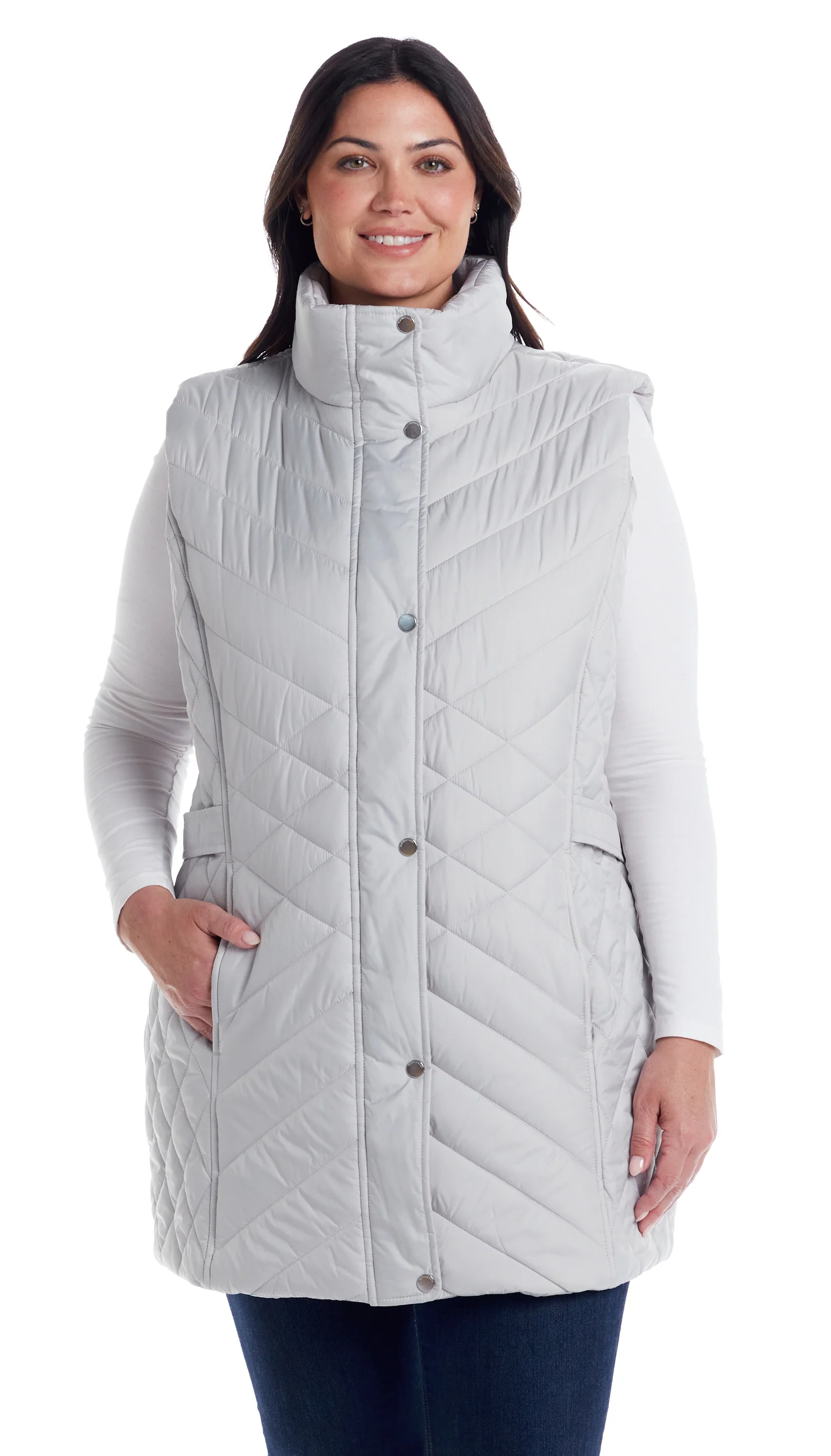 MIXED QUILTED LONGLINE VEST - Image 49
