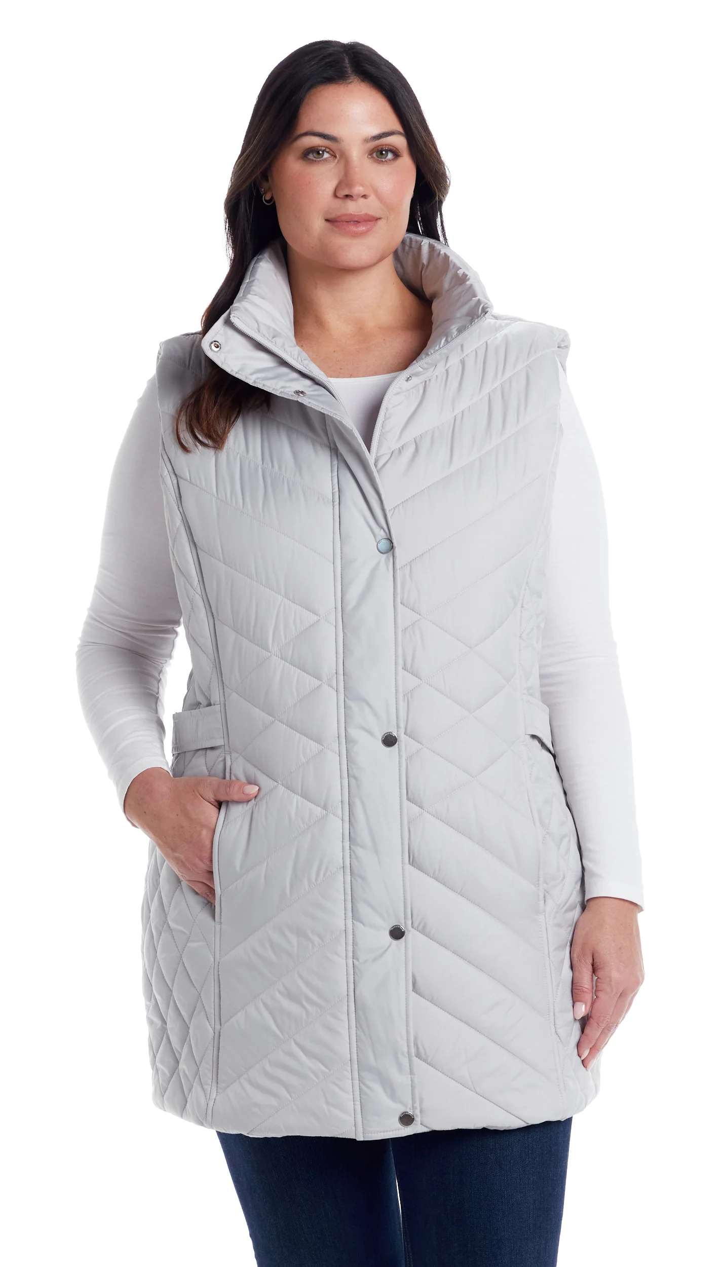 MIXED QUILTED LONGLINE VEST - Image 50
