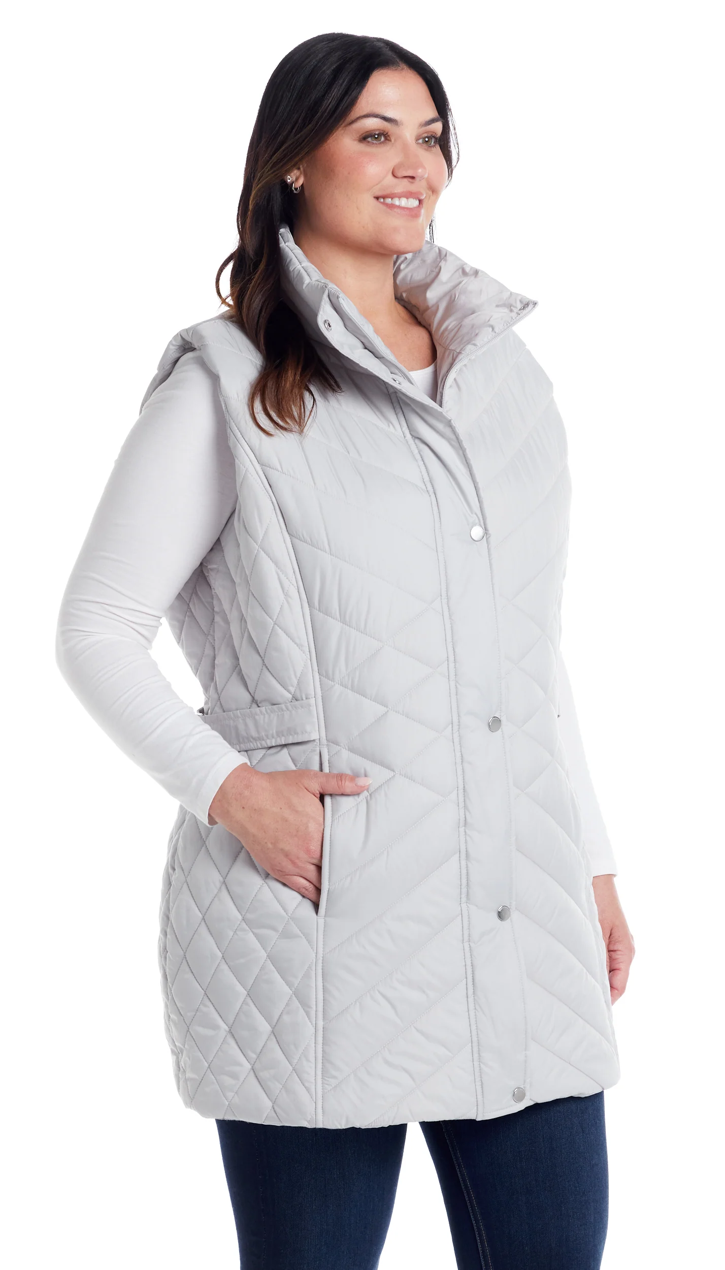 MIXED QUILTED LONGLINE VEST - Image 52