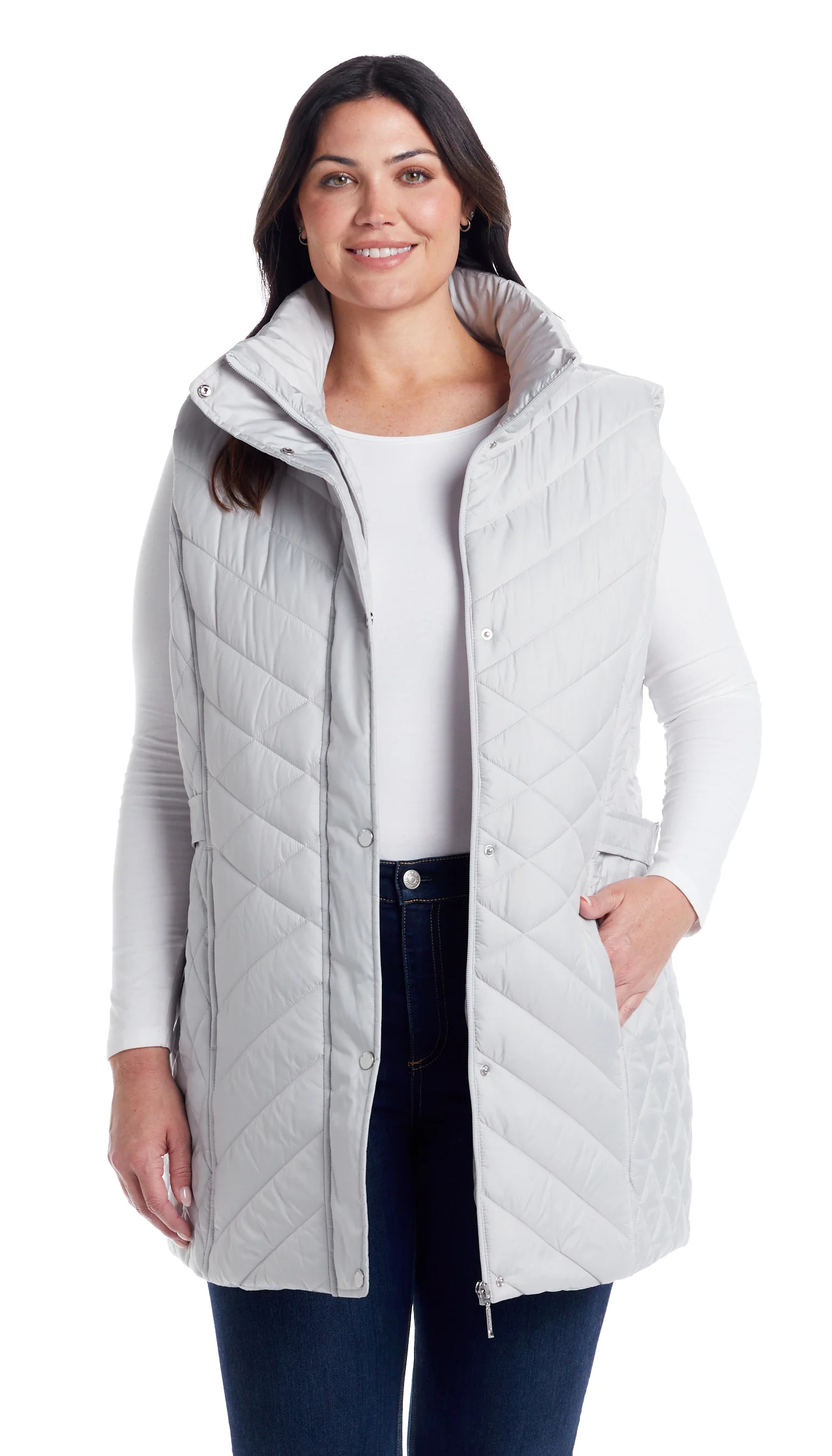 MIXED QUILTED LONGLINE VEST - Image 55