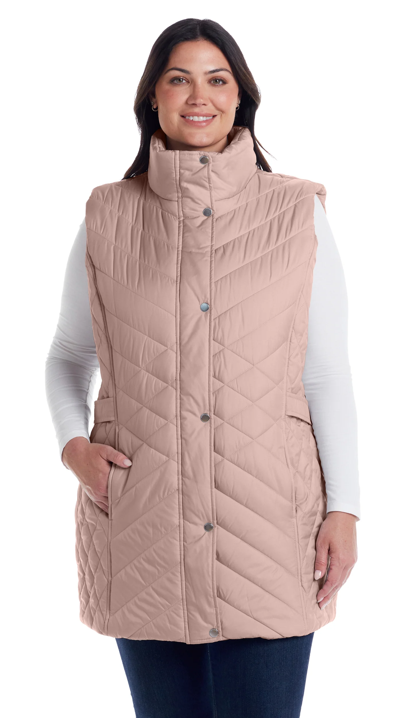 MIXED QUILTED LONGLINE VEST - Image 57