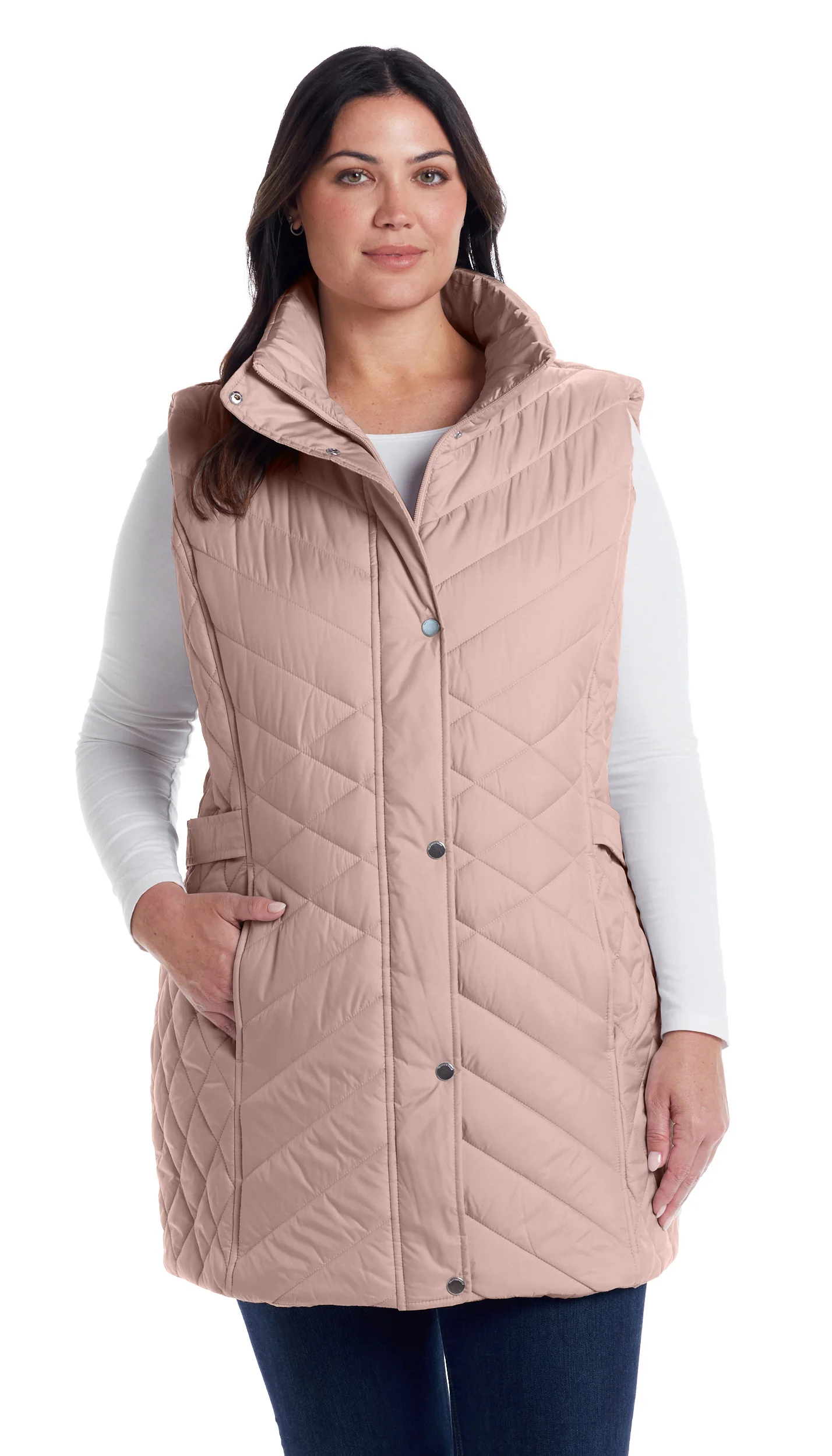 MIXED QUILTED LONGLINE VEST - Image 58