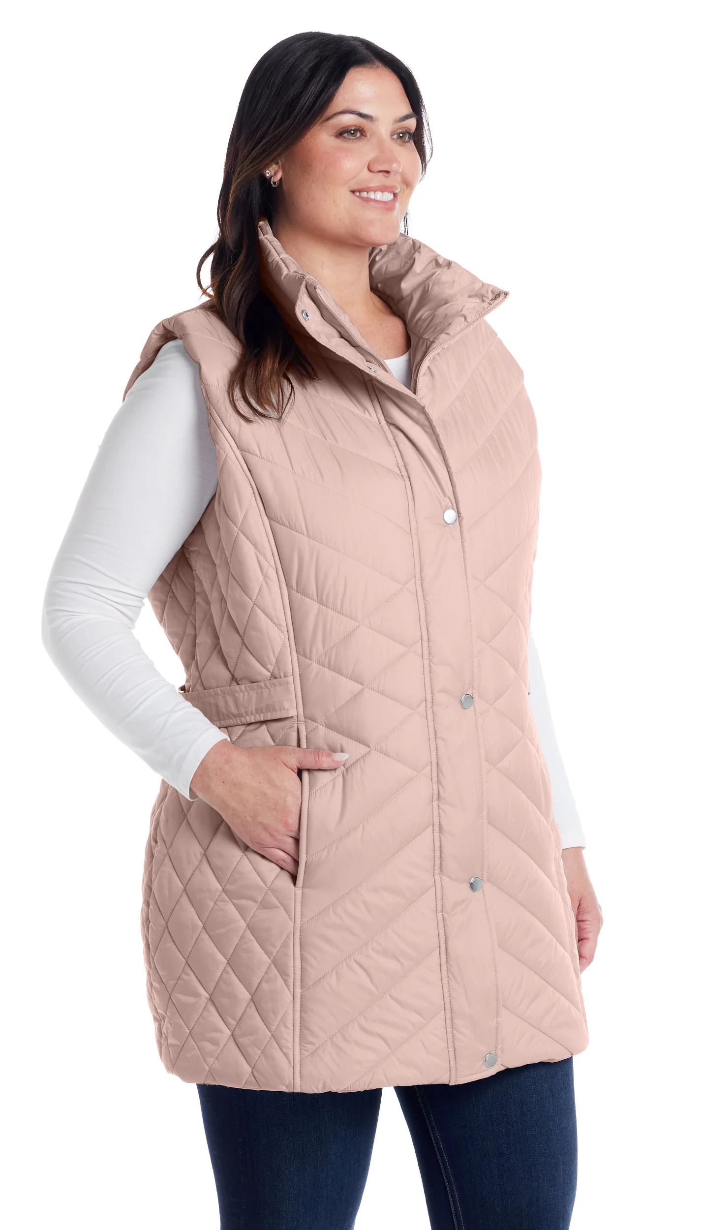 MIXED QUILTED LONGLINE VEST - Image 60