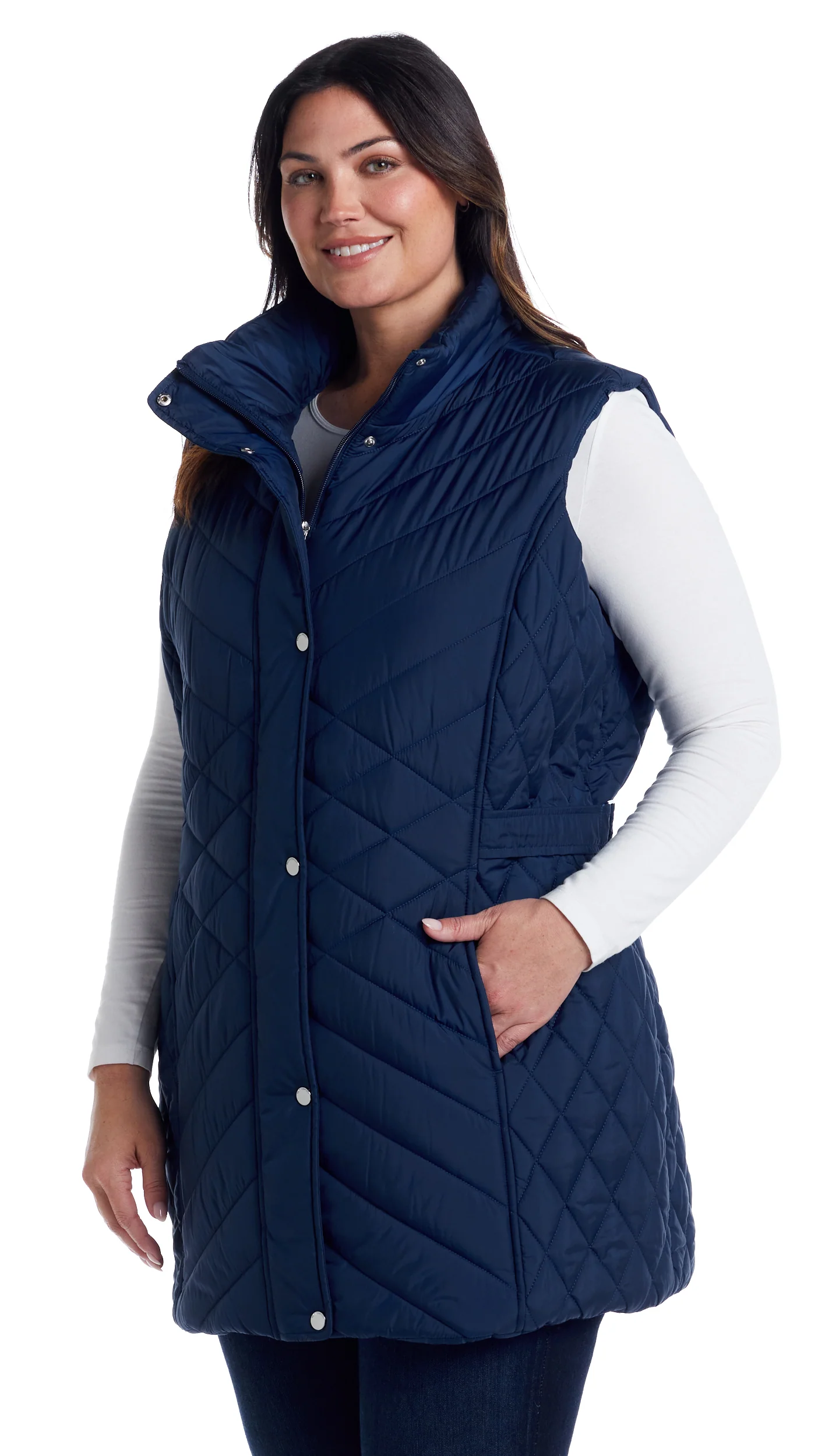 MIXED QUILTED LONGLINE VEST - Image 64