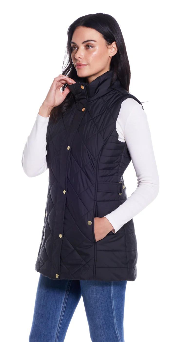 DIAMOND QUILTED LONG LINE CLINCHED VEST - Image 11