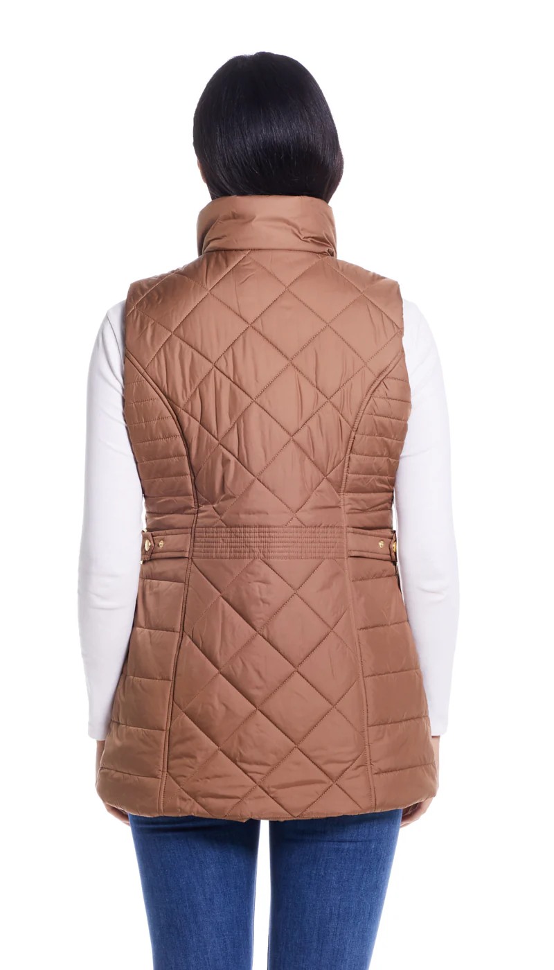 DIAMOND QUILTED LONG LINE CLINCHED VEST - Image 15