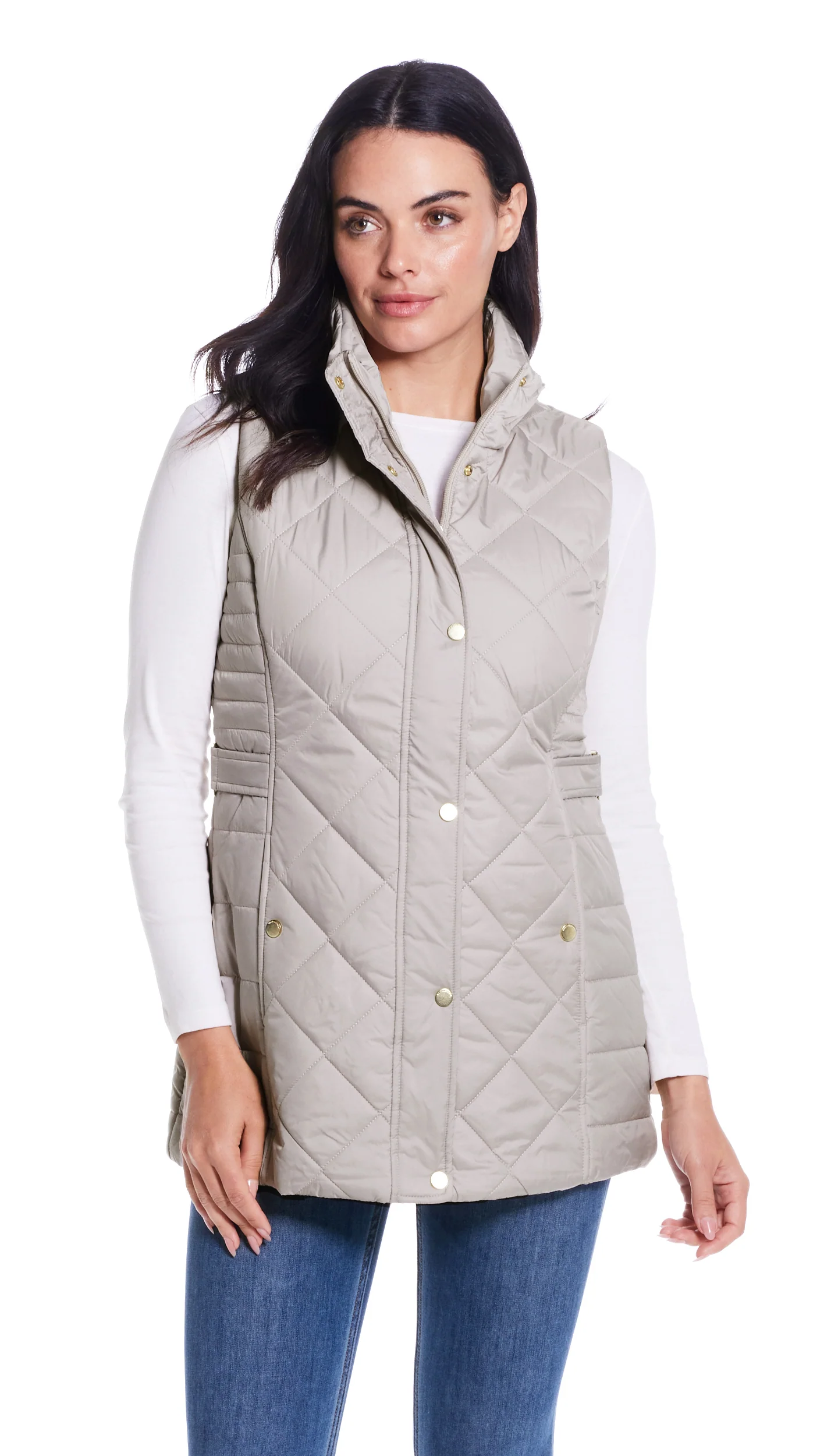 DIAMOND QUILTED LONG LINE CLINCHED VEST - Image 3