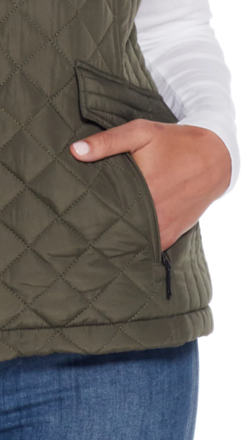 MIXED QUILTED VEST WITH PLUSH LINING - Image 3
