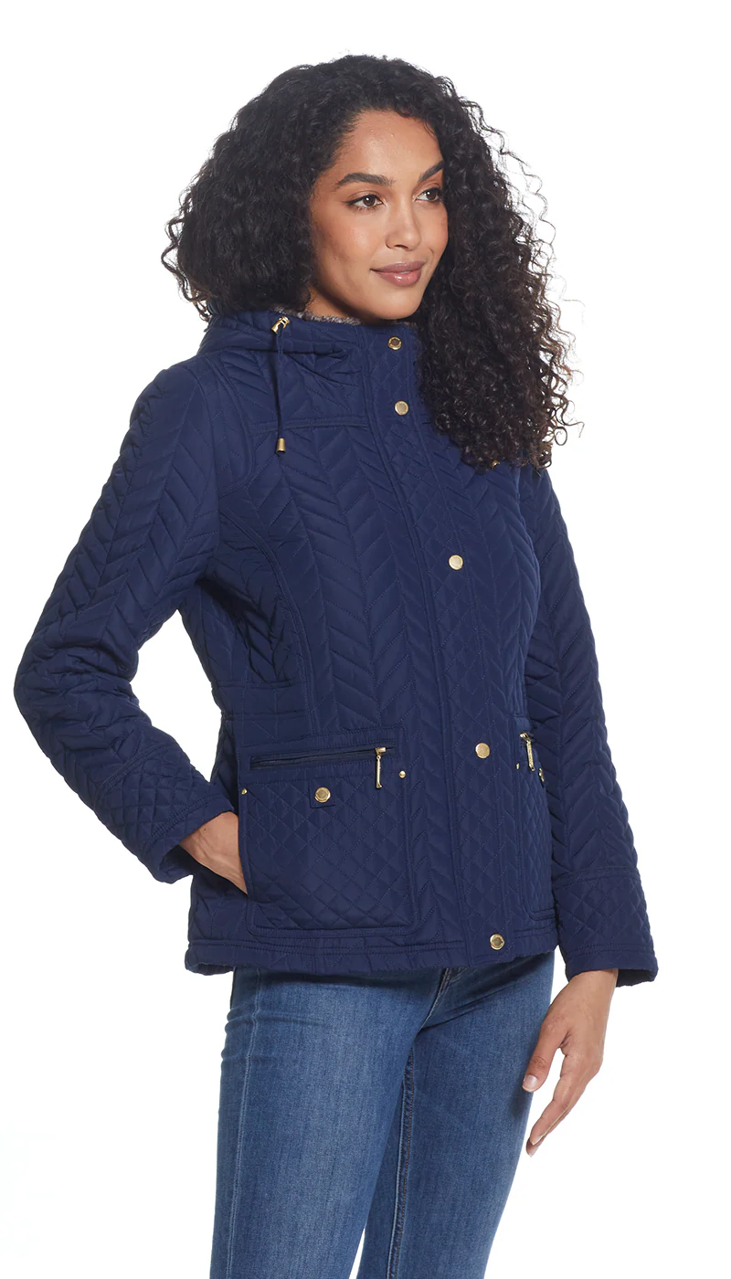 QUILTED HOODED ANORAK WITH FAUX FUR INNER TRIM - Image 17