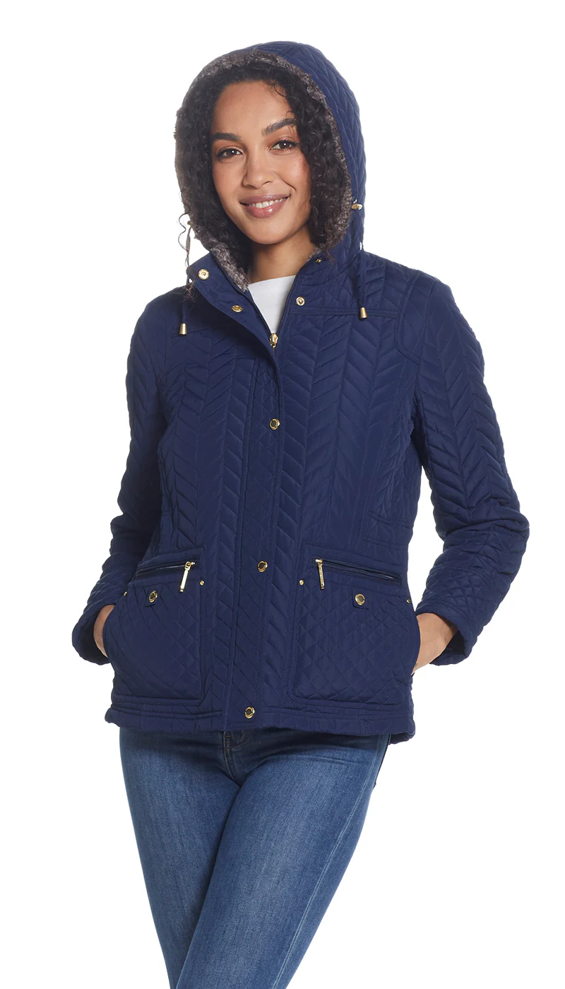 QUILTED HOODED ANORAK WITH FAUX FUR INNER TRIM - Image 18