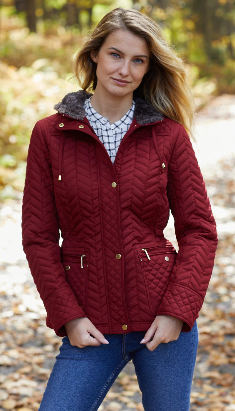 QUILTED HOODED ANORAK WITH FAUX FUR INNER TRIM - Image 2