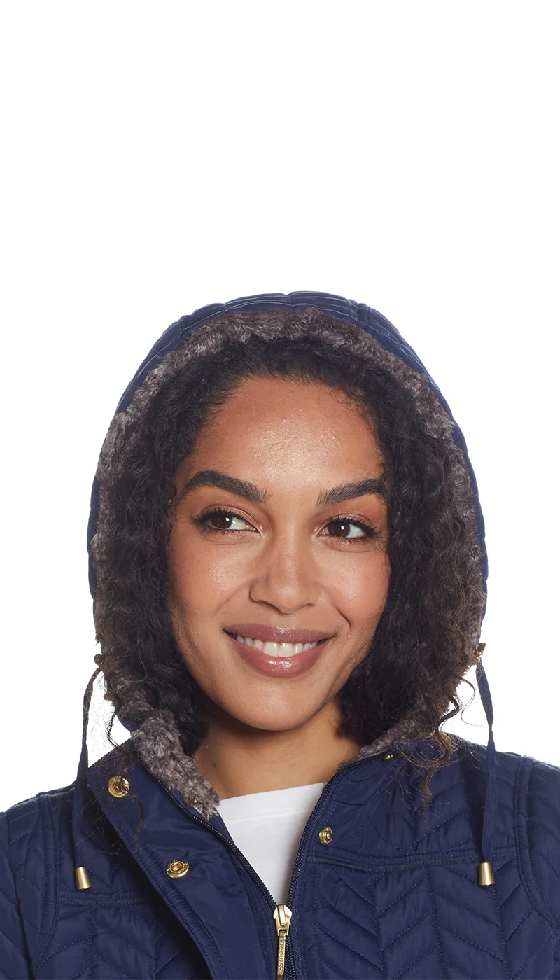 QUILTED HOODED ANORAK WITH FAUX FUR INNER TRIM - Image 20