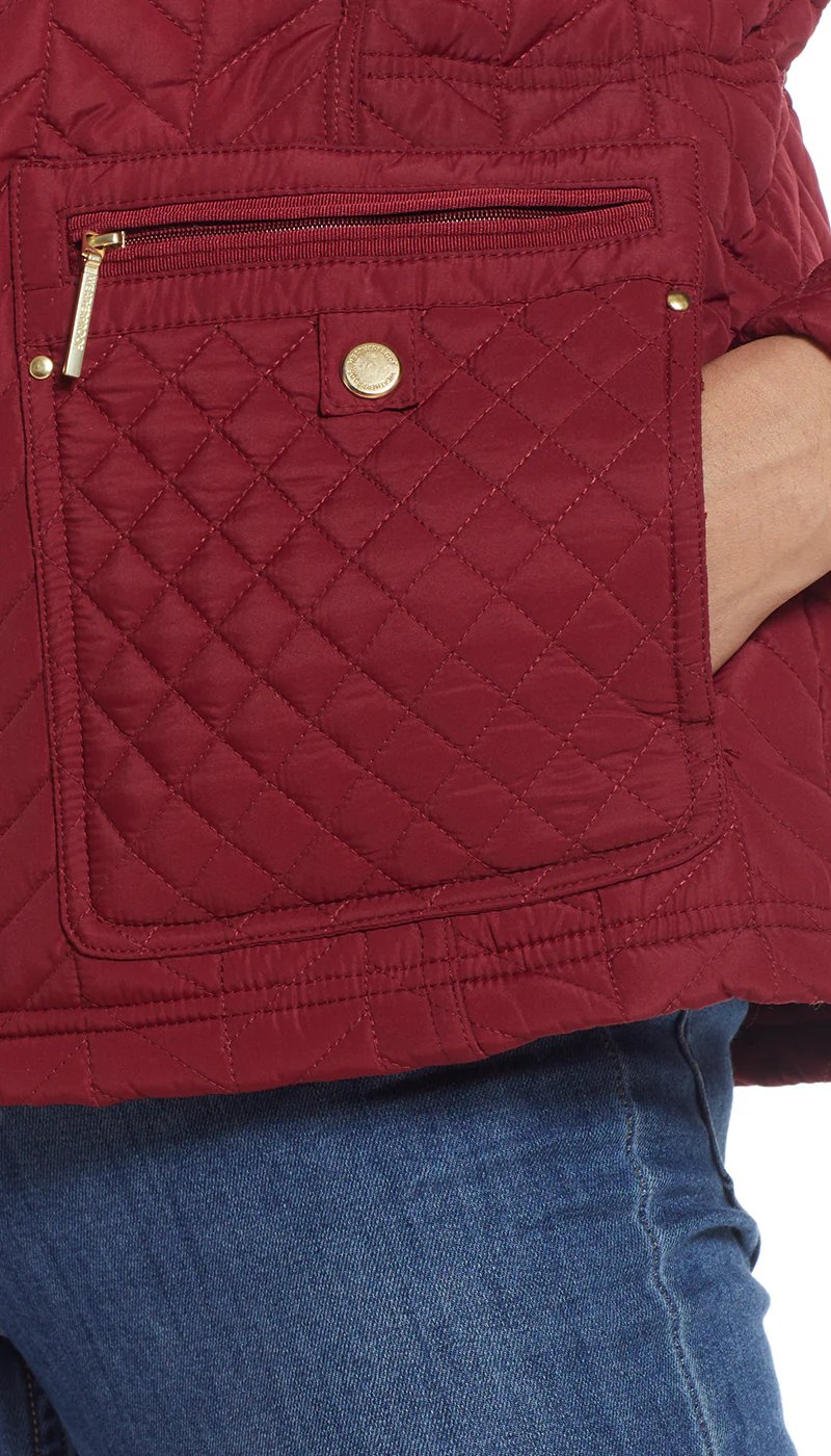 QUILTED HOODED ANORAK WITH FAUX FUR INNER TRIM - Image 8