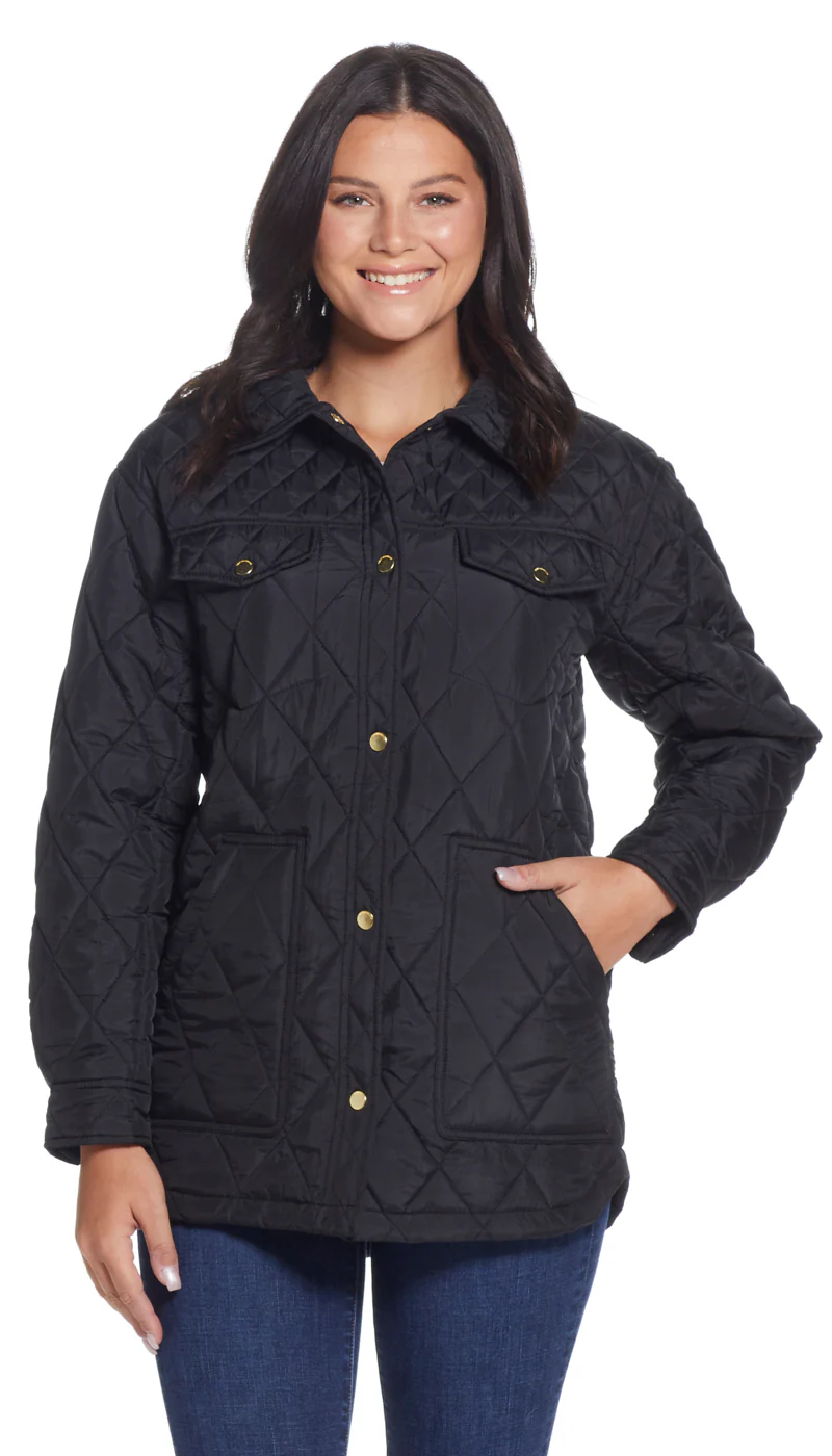 QUILTED SHACKET WITH PRINTED LINING - Image 5