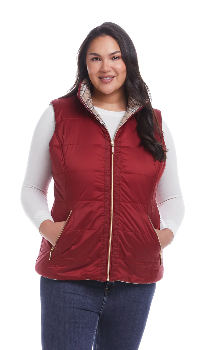 REVERSIBLE PLAID QUILTED VEST - Image 11