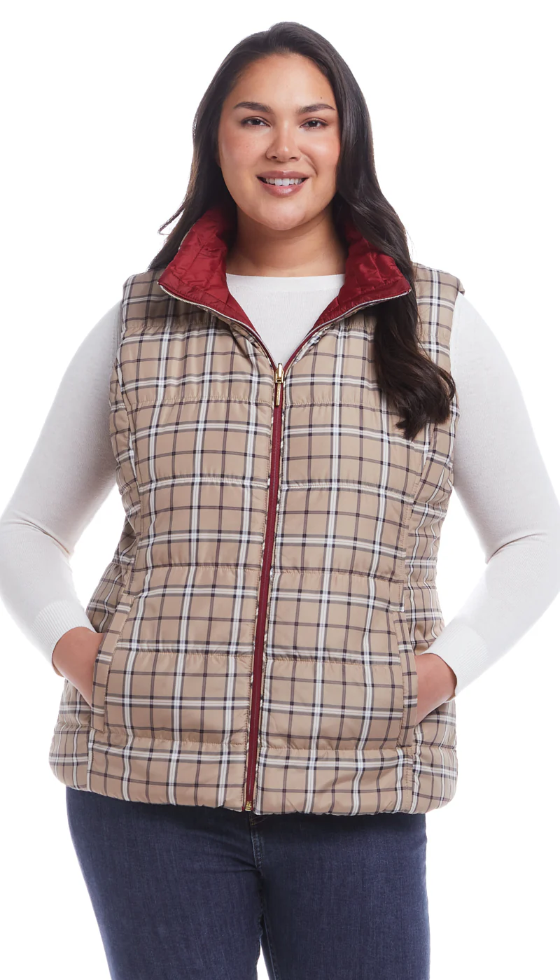 REVERSIBLE PLAID QUILTED VEST - Image 12