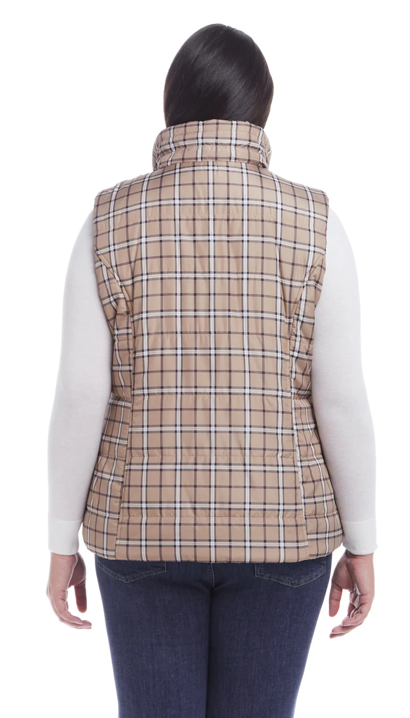 REVERSIBLE PLAID QUILTED VEST - Image 3