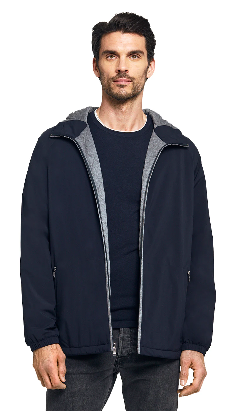 Weatherproof Men's Lightweight Hooded Ultra Stretch Water Resistant Windbreaker Jacket - Image 3